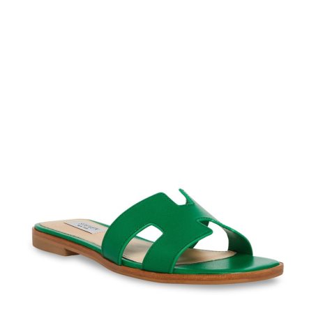 Sandalias de Diapositivas Steve Madden Hadyn Cuero Mujer Verde | ES RTE842